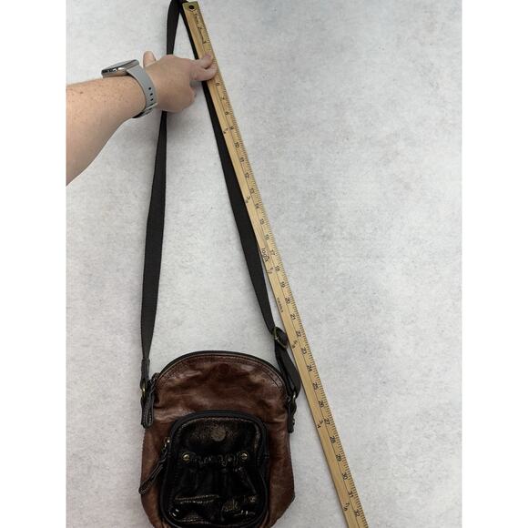 The Sak Multi Brown Genuine Leather Zip Flap Shoulder Bag Crossbody Messenger - Picture 10 of 14